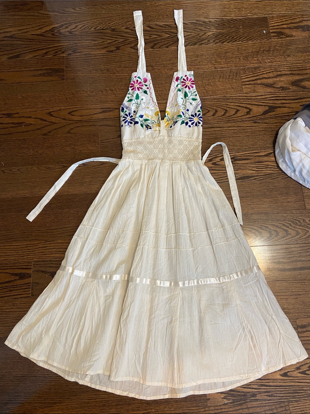 Vintage Embroidered Sundress with Floral Bodice